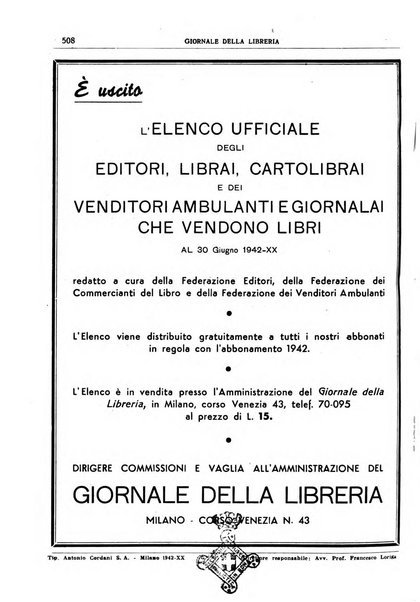 Giornale della libreria organo ufficiale della Associazione italiana editori