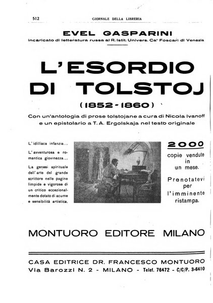 Giornale della libreria organo ufficiale della Associazione italiana editori