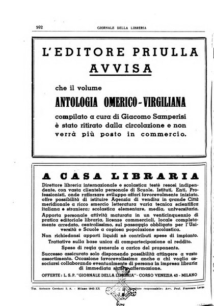 Giornale della libreria organo ufficiale della Associazione italiana editori