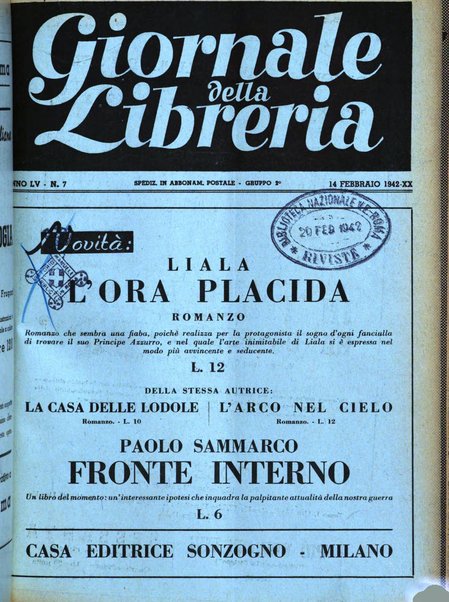 Giornale della libreria organo ufficiale della Associazione italiana editori