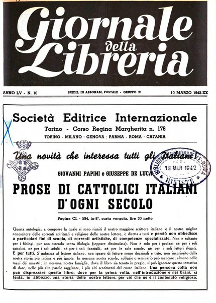 Giornale della libreria organo ufficiale della Associazione italiana editori