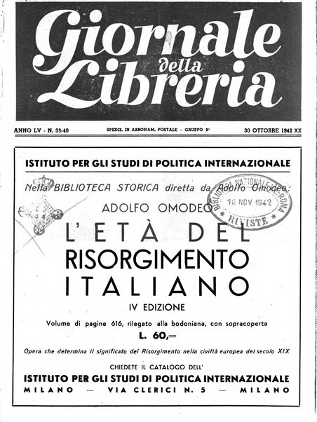 Giornale della libreria organo ufficiale della Associazione italiana editori