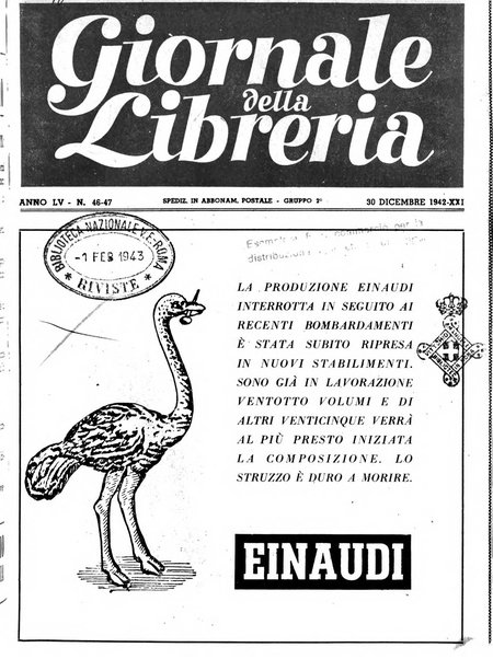 Giornale della libreria organo ufficiale della Associazione italiana editori