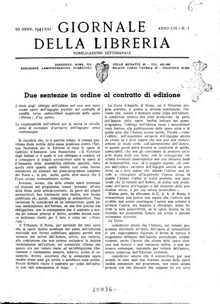 Giornale della libreria organo ufficiale della Associazione italiana editori