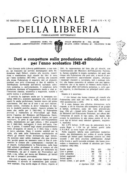 Giornale della libreria organo ufficiale della Associazione italiana editori