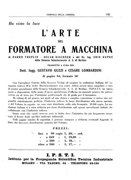 Giornale della libreria organo ufficiale della Associazione italiana editori