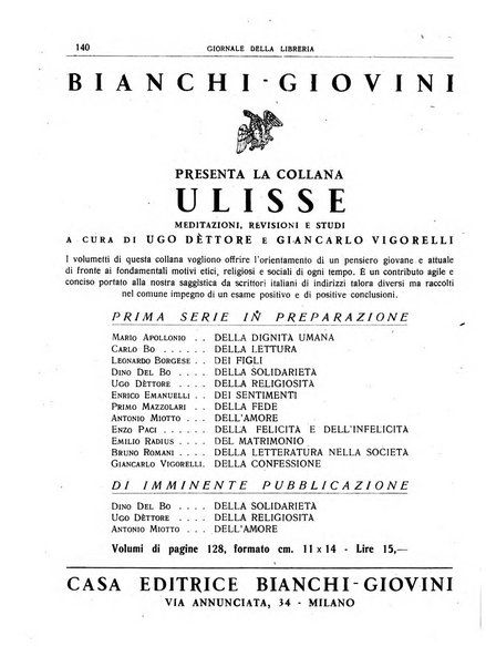 Giornale della libreria organo ufficiale della Associazione italiana editori