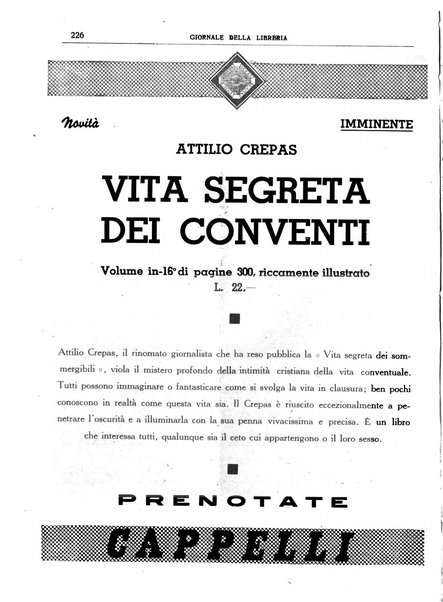 Giornale della libreria organo ufficiale della Associazione italiana editori