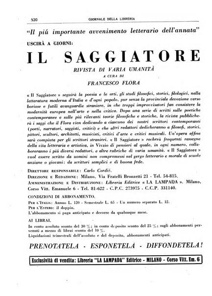 Giornale della libreria organo ufficiale della Associazione italiana editori