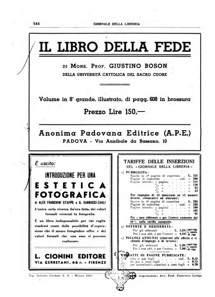 Giornale della libreria organo ufficiale della Associazione italiana editori