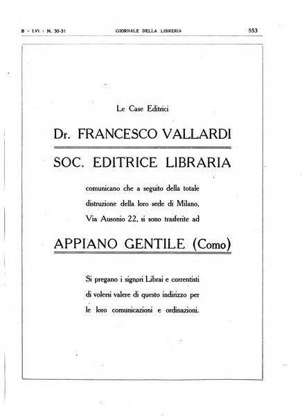 Giornale della libreria organo ufficiale della Associazione italiana editori