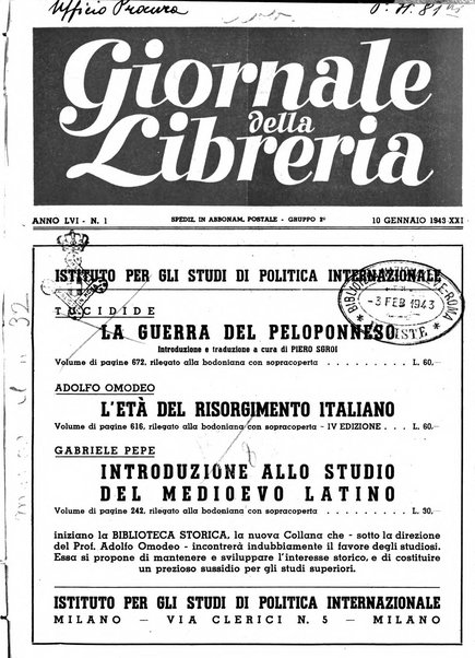 Giornale della libreria organo ufficiale della Associazione italiana editori