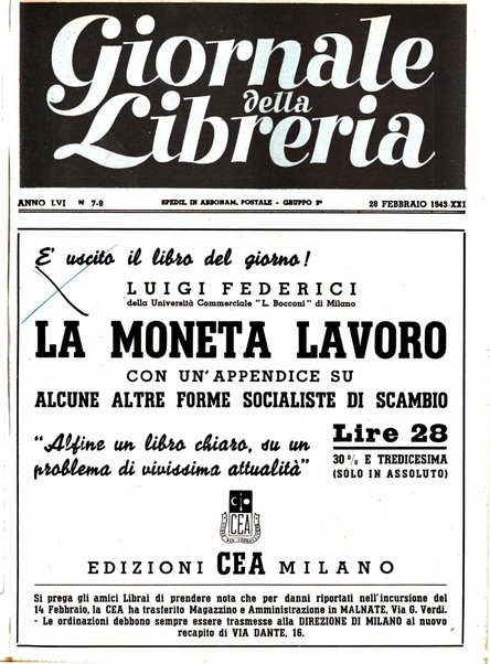 Giornale della libreria organo ufficiale della Associazione italiana editori