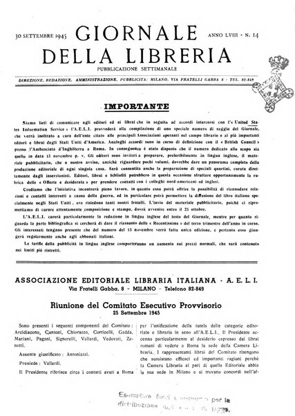 Giornale della libreria organo ufficiale della Associazione italiana editori