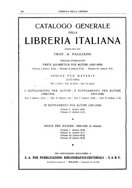 Giornale della libreria organo ufficiale della Associazione italiana editori