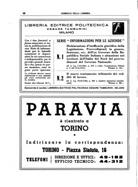 Giornale della libreria organo ufficiale della Associazione italiana editori