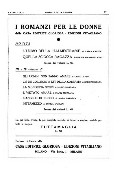 Giornale della libreria organo ufficiale della Associazione italiana editori