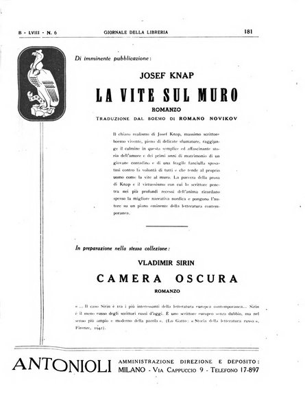 Giornale della libreria organo ufficiale della Associazione italiana editori