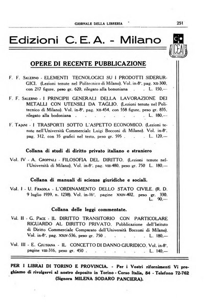 Giornale della libreria organo ufficiale della Associazione italiana editori