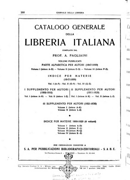 Giornale della libreria organo ufficiale della Associazione italiana editori