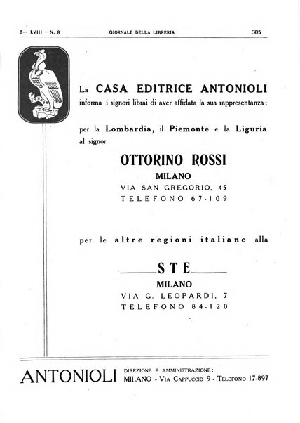 Giornale della libreria organo ufficiale della Associazione italiana editori