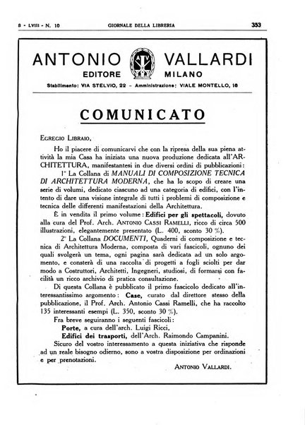 Giornale della libreria organo ufficiale della Associazione italiana editori