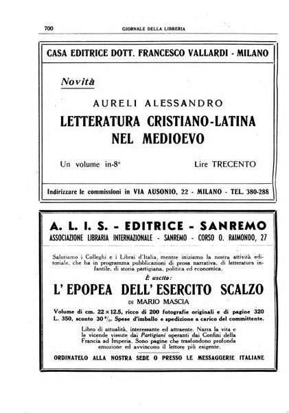 Giornale della libreria organo ufficiale della Associazione italiana editori