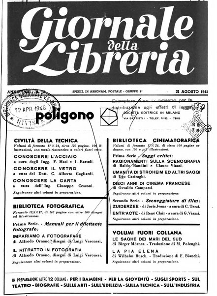 Giornale della libreria organo ufficiale della Associazione italiana editori