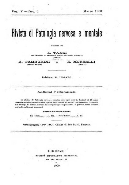 Rivista di patologia nervosa e mentale