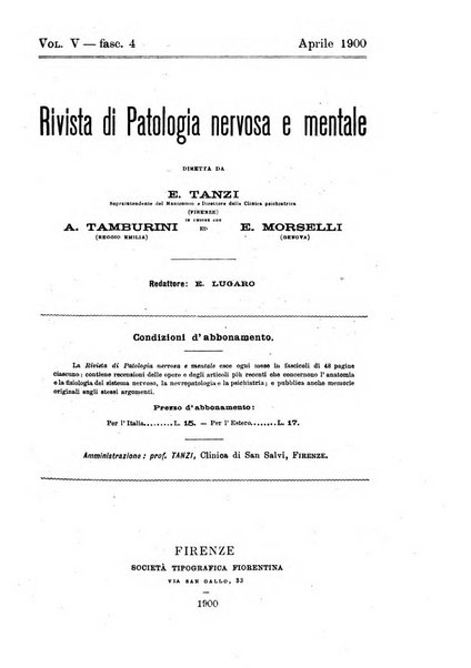 Rivista di patologia nervosa e mentale