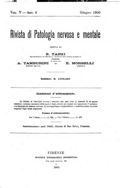 Rivista di patologia nervosa e mentale