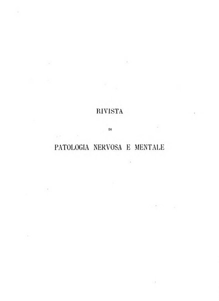 Rivista di patologia nervosa e mentale