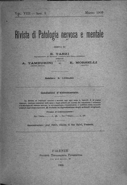 Rivista di patologia nervosa e mentale