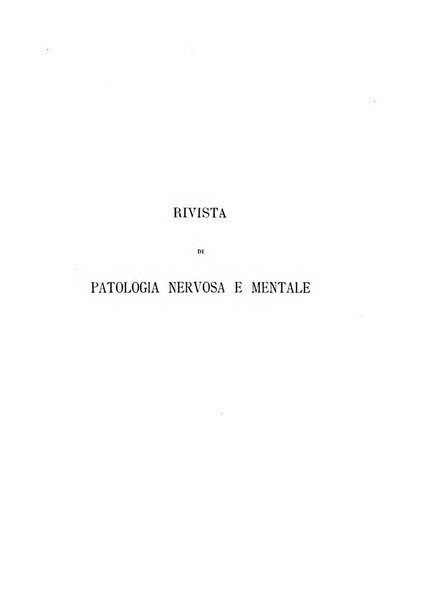 Rivista di patologia nervosa e mentale