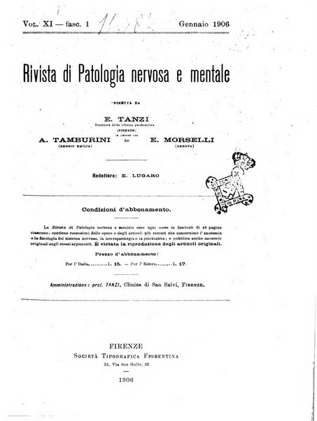 Rivista di patologia nervosa e mentale