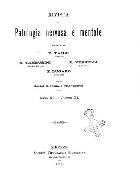 Rivista di patologia nervosa e mentale