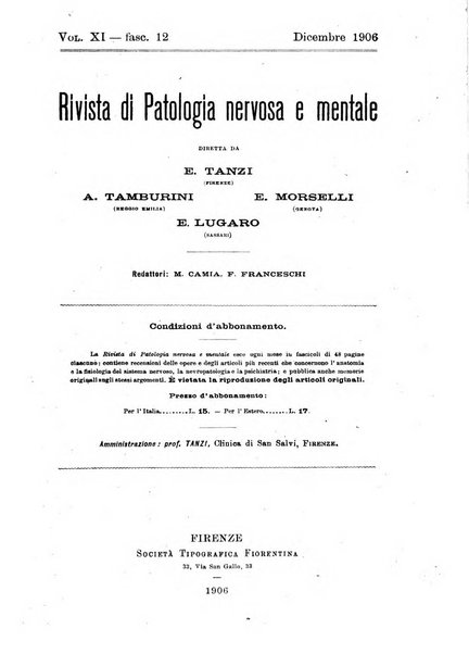 Rivista di patologia nervosa e mentale