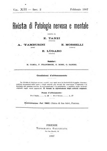 Rivista di patologia nervosa e mentale