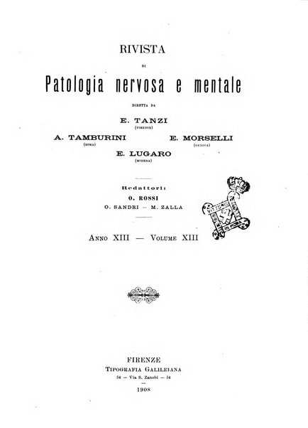 Rivista di patologia nervosa e mentale