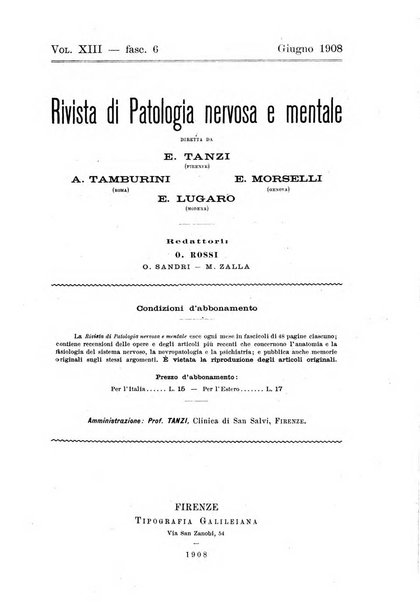 Rivista di patologia nervosa e mentale