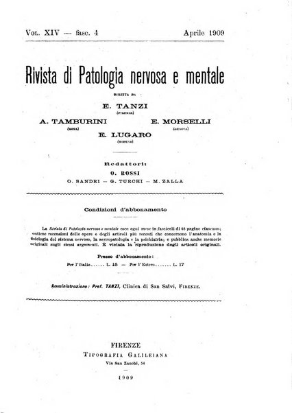 Rivista di patologia nervosa e mentale