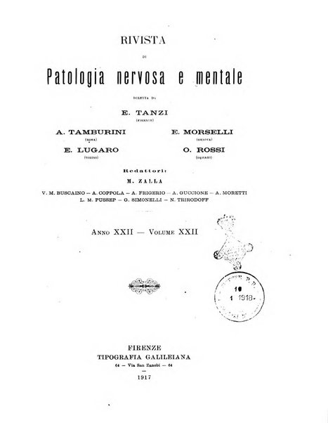 Rivista di patologia nervosa e mentale