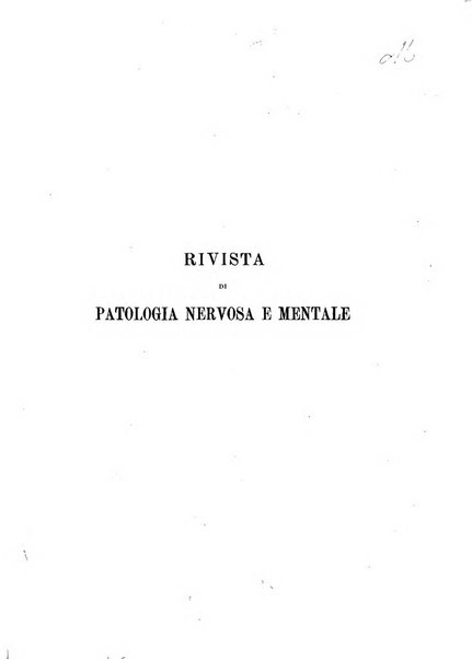 Rivista di patologia nervosa e mentale