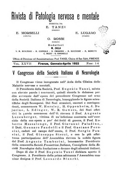 Rivista di patologia nervosa e mentale