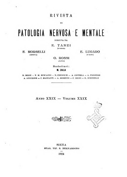 Rivista di patologia nervosa e mentale