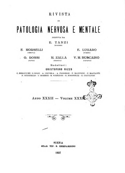 Rivista di patologia nervosa e mentale