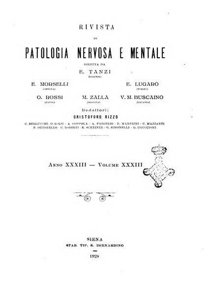 Rivista di patologia nervosa e mentale