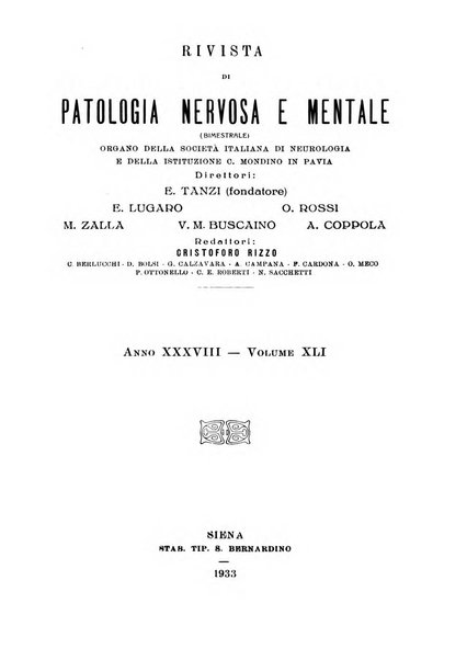 Rivista di patologia nervosa e mentale