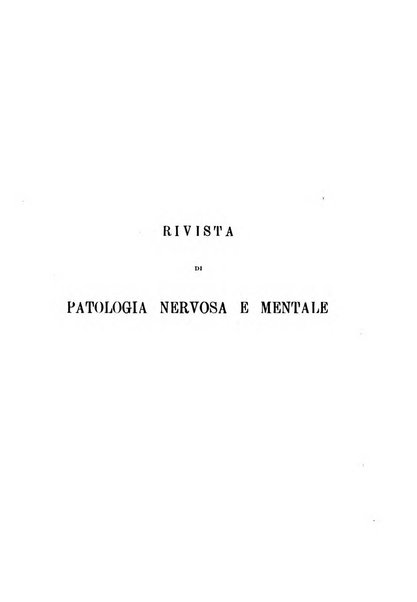 Rivista di patologia nervosa e mentale