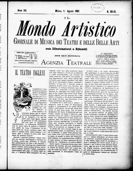 Il mondo artistico : giornale di musica dei teatri e delle belle arti